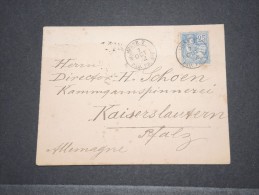 FRANCE - Env Pour Kaiserslautern (All) Ligne T PAQ FR N° 4 Sur 25 C Mouchon - Oct 1902 - (QUER) - P17112 - 1900-02 Mouchon