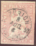 Heimat ZHs Zürich 1 1859-08-08 Vollstempel Auf Strubel Zu#24G Gut Geschnitten - Usados