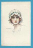 CPA Fantaisies 914-4 Art Nouveau Art Déco Portrait Femme Chapeau Illustrateur Italien BOMPARD Italie - Bompard, S.