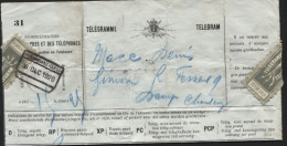 Télégramme Telegram Obl. Ch De Fer Spoorweg LODELINSART OUEST (le Bas GRATTE!) 1920 (740) - Télégrammes