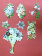Lots 7 Découpis Fleurs - Fuschia, Marguerites, Muguet Et Bouquet De Pensées - Fleurs
