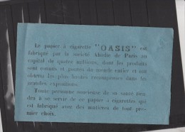 Publicité Papier à Cigarette OASIS Société ABADIE Paris  " Toute Personne Soucieuse De Sa Santé ...." Vert - Other & Unclassified