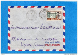 MARCOPHILIE-lettre  Avion -Dahomey- Cad-Djougou1957 Afft  Tp N°48 AOF Pour Françe - Cartas & Documentos