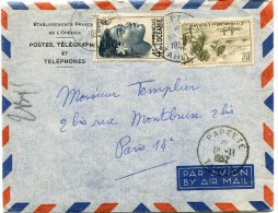 PAPEETE LAC Du 18/11/1952 Avec N°199 Et 202 - Storia Postale