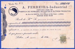 PORTUGAL - A. FERREIRA-INDUSTRIAL, FÁBRICA DE VERNIZES, SECANTES E OUTROS PRODUTOS - RUA DO GIESTAL, LISBOA - 1940 - Portugal