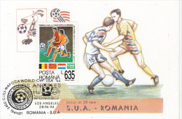 SOCCER, USA'94 WORLD CUP, USA-ROMANIA GAME, CM, MAXICARD, CARTES MAXIMUM, 1994, ROMANIA - 1994 – Estados Unidos