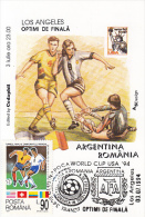 SOCCER, USA'94 WORLD CUP, ARGENTINA-ROMANIA GAME, CM, MAXICARD, CARTES MAXIMUM, 1994, ROMANIA - 1994 – Estados Unidos