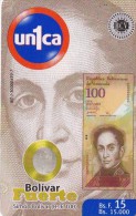 TARJETA DE VENEZUELA CON UNA MONEDA Y BILLETE DE 20 BOLIVARES (COIN-BANKNOTE) - Stamps & Coins