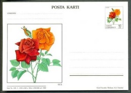 1983 TURKEY ROSE ILLUSTRATION POSTCARD - Entiers Postaux