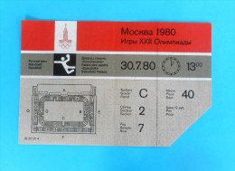 OLYMPIC GAMES MOSCOW 1980 - HANDBALL Match Ticket POLAND : SWITZERLAND * Jeux Olympiques Billet Olympia Hand-ball - Handball