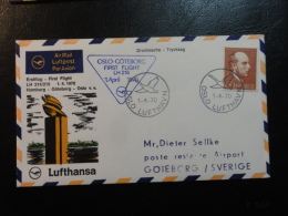 First Flight Erstflug Lufthansa OSLO GOTEBORD 1970 Norway - Briefe U. Dokumente