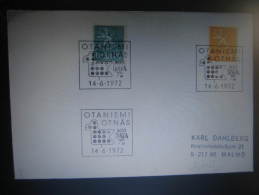 1972 Otaniemi Otnas Nord Data 72 PC Special Cancel Card Finland - Storia Postale