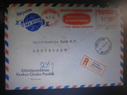 1961 Helsinki To Amsterdam Mechanical Registered Air Mail Cover Finland - Briefe U. Dokumente