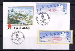 JEUX OLYMPIQUES, LA PLAGNE, LISA 2, LETTRE,2.20 AVEC RECU, TAD DES J.O. 92, LA PLAGNE, Au 12/02/92. - 1990 « Oiseaux De Jubert »