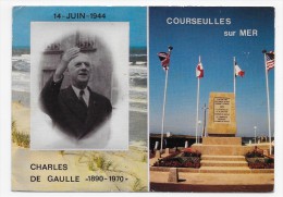 COURSEULLES SUR MER - N° 1590 - LE 14 JUIN 1944 - LE GENERAL DE GAULLE RETROUVE LE SOL DE FRANCE - PLIS - CPM GF - Courseulles-sur-Mer