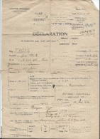 Occupation/ Imprimé De Déclaration De Libération D'un Prisonnier De Guerre Interné/Fages/Paris/1942    OL68 - Autres & Non Classés