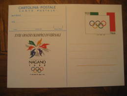 NAGANO Japan 1998 Winter Olympic Games Jeux Olympiques Olympics Italy Italia Postal Stationery Card - Inverno1998: Nagano