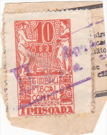 FISCAUX REVENUE,TIMISOARA 10 LEI TIMBRU COMUNAL FRAG.  ROMANIA. - Revenue Stamps