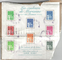 FRANCIA - France - 2001 - Bloc-feuillet - Les Couleurs De Marianne En Francs - Oblitéré - Fragment Appliqué Sur Carto... - Afgestempeld