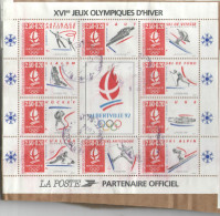 FRANCIA - France - 1992 - Bloc-feuillet - XVIes Jeux Olympiques D´Hyver Albertville 92 - Oblitéré - Fragment Appliqué... - Afgestempeld