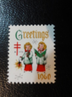 1960 Angel Vignette Christmas Seals Seal Poster Stamp USA - Non Classés