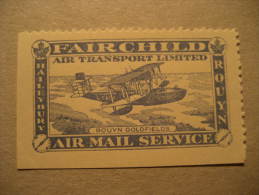 GB UK Fairchild Air Mail Service Rouyn Goldfields Gold Poster Stamp Vignette Viñeta Label Canada - Poste Aérienne: Surtaxés