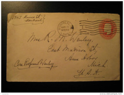 Montreal 1915 To A Arbor USA Postal Stationery Cover Two Cents CANADA - 1903-1954 Kings