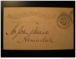 Toronto 1889 To Armadale AUSTRALIA ? Postal Stationery Post Card THE NEWS PRINTING COMPANY One Cent CANADA - 1860-1899 Victoria