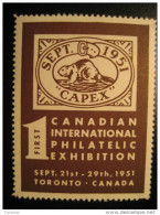 Toronto 1951 CAPEX Poster Stamp Label Vignette Viñeta CANADA - Local, Strike, Seals & Cinderellas