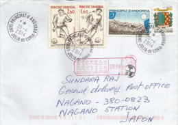 Lettre D'Andorre Adressée à Nagano (Japon) , Avec Timbre à Date Japonais Au Recto Enveloppe - Brieven En Documenten