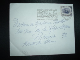 LETTRE TP RAINIER III 0,30 OBL.MEC.15-1-1966 MONTE CARLO + CENTENAIRE DE MONTE CARLO - Cartas & Documentos