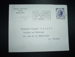 LETTRE TP RAINIER III 0,30 OBL.MEC.10-3-1969 MONTE CARLO + REMPART CHATEAU CANON - Lettres & Documents