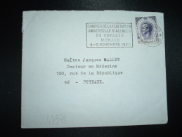 LETTRE TP RAINIER III 0,30 OBL.MEC.5-11-1968 MONTE CARLO + CONGRES DE LA FEDERATION UNIVERSELLE D'AGENCES DE VOYAGES - Brieven En Documenten