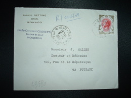 LETTRE TP RAINIER III 0,40 OBL.11-6-1969 MONTE CARLO  + AUGUSTE SETTIMO NOTAIRE - Brieven En Documenten