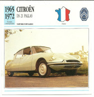Fiche Technique Automobile Citroën DS 21 Pallas 1965-1972 - Cars
