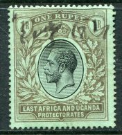 East Africa & Uganda Protectorates 1912-21 KGV - 1r Black/Emerald - Wmk. Mult. Crown CA - Fiscally Used (SG 53a) - Herrschaften Von Ostafrika Und Uganda