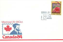 1984  Cuba Flowers On Canada84 Souvenir Enveloppe - Briefe U. Dokumente