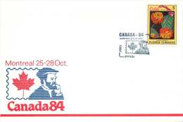 1984  Cuba Flowers On Canada84 Souvenir Enveloppe  #2 - Cartas & Documentos