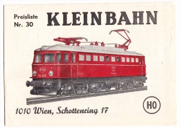 Preisliste Nr. 30 - KLEINBAHN  HO -1973 - Wien / Österreich - Erich Klein - Allemagne