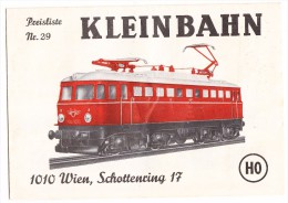 Preisliste Nr. 29 - KLEINBAHN  HO -1972 - Wien / Österreich - Erich Klein - Allemagne