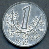 BOHMEN UND MAHREN , 1 KRUNA 1942 , KM 4 UNCLEANED ZINC COIN - Tchécoslovaquie