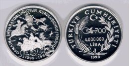 AC - OTTOMAN MINIATURE 700th ANNIVERSARY OF OTTOMAN EMPIRE SERIES # 3 COMMEMORATIVE SILVER COIN 1999 TURKEY PROOF UNC - Turquia