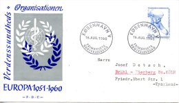 DANEMARK. N°393 De 1960 Sur Enveloppe 1er Jour (FDC). OMS. - OMS