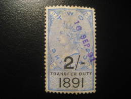 1891 Transfer Duty 2 Shillings Revenue Fiscal Tax Postage Due Official England UK GB - Fiscaux