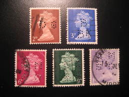 Perforated 5 Stamp Lot Revenue Fiscal Tax Postage Due Official England UK GB - Revenue Stamps