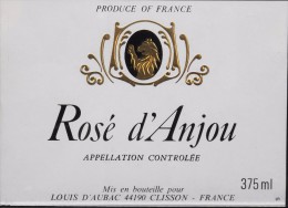 ETIQUETTE De VIN " ROSE D'ANJOU "  - 37,5cl - Très Bon Etat  - - Rosés