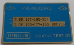 USA - L&G - Sodeco - Test 31 - Michigan Bell - RARE - MINT - [1] Hologrammkarten (Landis & Gyr)