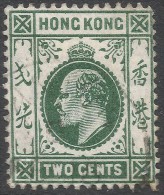 Hong Kong. 1907-11 KEVII. New Colours. 2c Used. Mult Crown CA W/M SG 92a - Gebruikt