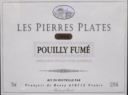 ETIQUETTE De VIN " POUILLY-FUME 1998 "  Les Pierres Plates12,5° - Appellation Contrôlée - 75cl - Très Bon état  - - Beaujolais