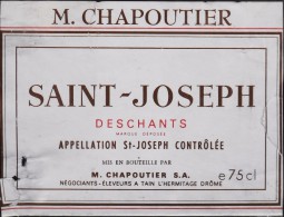 ETIQUETTE De VIN " SAINT-JOSEPH  "  - Deschants - M. Chapoutier  - 75cl - Décollée En L' état  - - Beaujolais